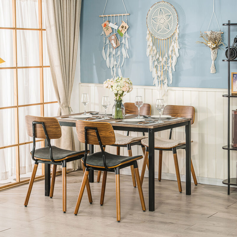 VICTORIA Set of 2 Wood and Faux Leather Dining Chairs