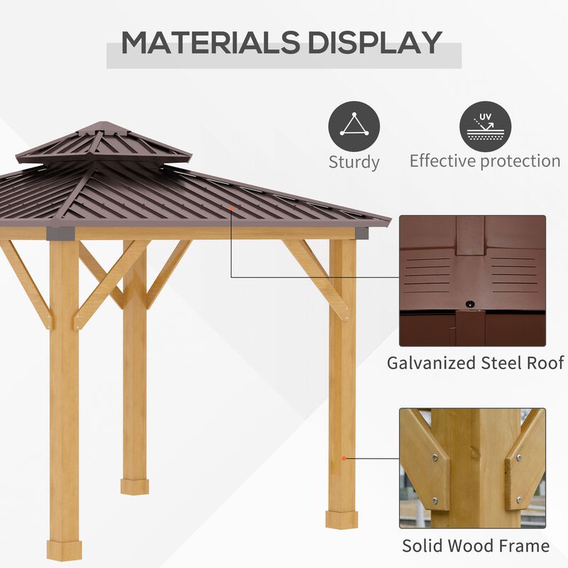 Brown Outdoor Haven: 10'x10' Hardtop Gazebo with Wood Frame