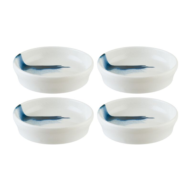 Blue Wave dia.4" h:1" 1 oz. Round Decorated Porcelain Bowl (Set of 4)