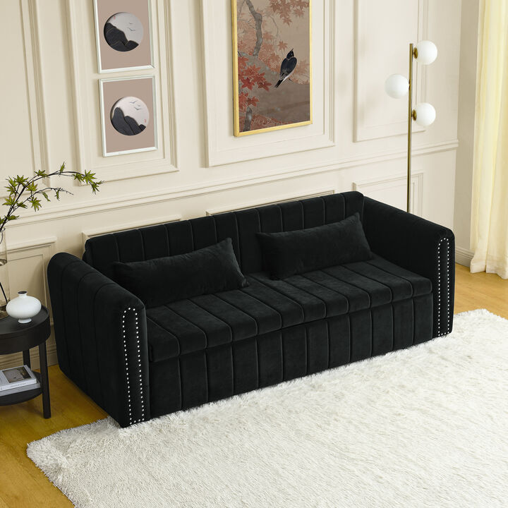 Merax Convertible Futon 3 Seats Sofa Bed with Two Drawers