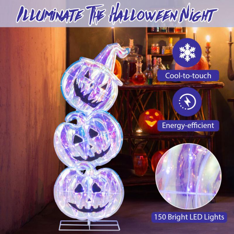 Hivvago Standing 150 LED Lighted Pumpkin Halloween Decoration with Base
