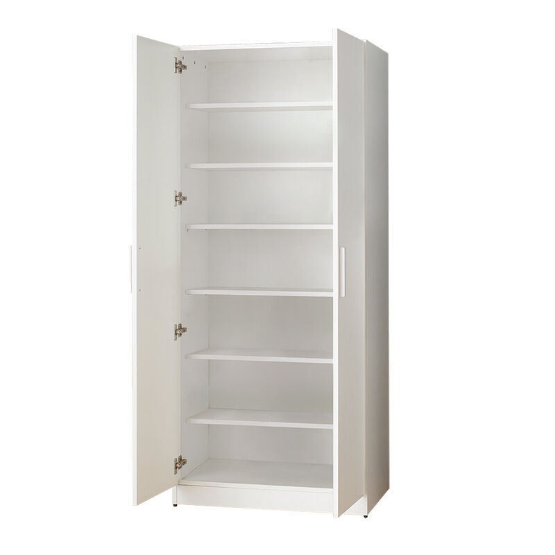 Mia Tall Shoe Cabinet with Seven Shelves in White