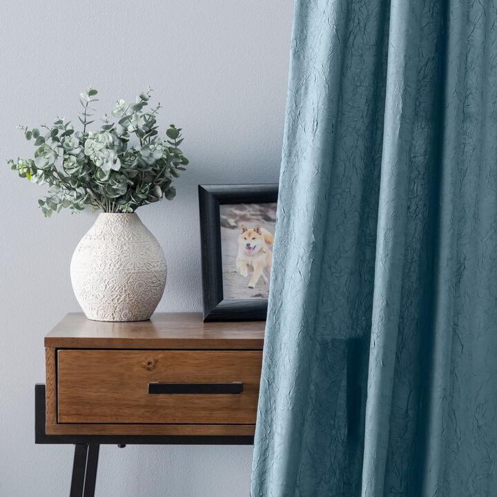 Ellis Curtain Portland Crushed Taffeta Rod Pocket Tailored Panel - 48x84", Blue
