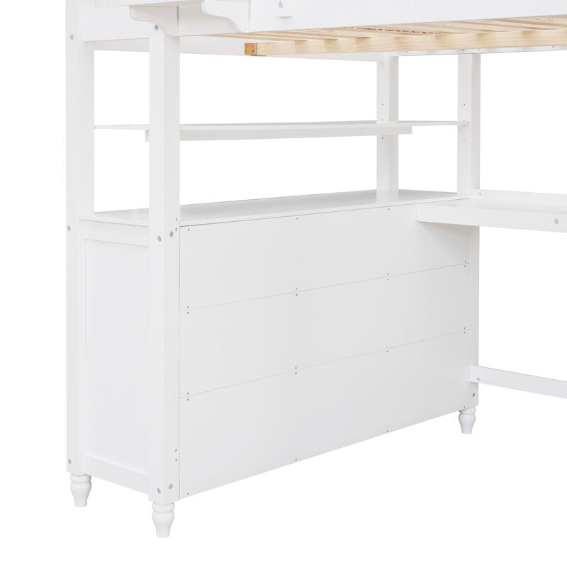 Merax Loft Bed with Drawers and Desk