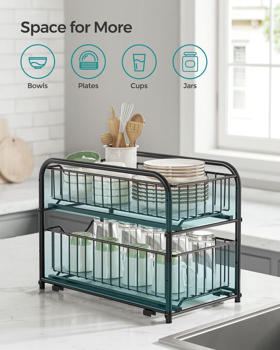 2-Tier Pull-Out Cabinet Organizer - Sliding Storage Solution