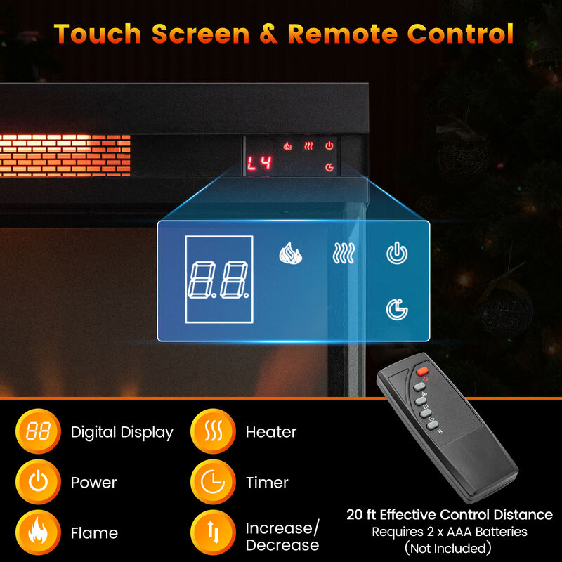 23-inch 3-Sided Electric Fireplace Insert with Remote Control-Black
