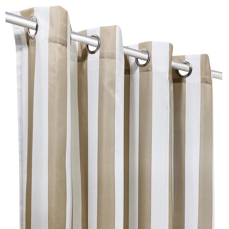 Commonwealth Seascapes Stripes Light Filtering Satiny Look Provide Privacy Grommet Outdoor Panel Pair Each Linen