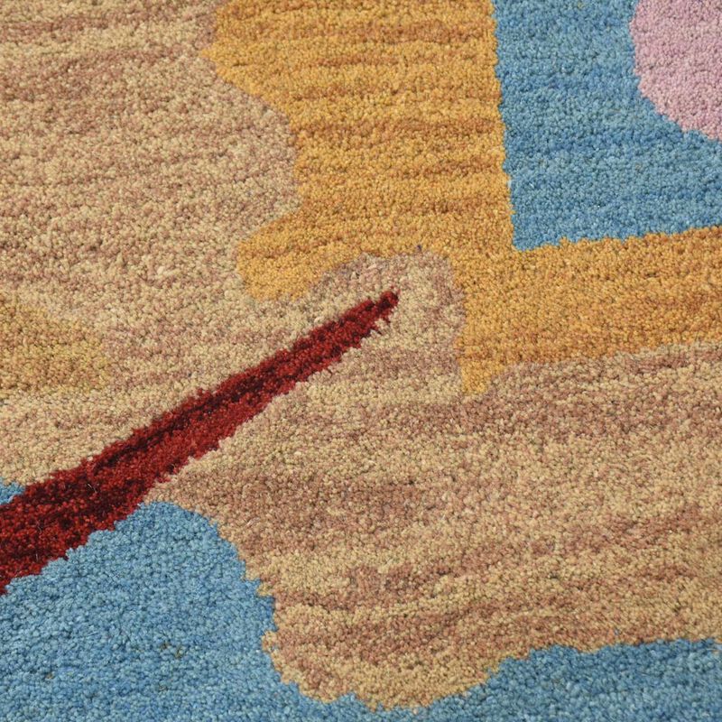 RUGSOTIC CARPETS HAND TUFTED WOOL ECO-FRIENDLY AREA RUGS  - 8'x8', Round Shape, Multicolor, Geometric Modern Design, High Pile  Handmade Anti Skid Area Rugs for Living Room, Bed Room (K00S16)
