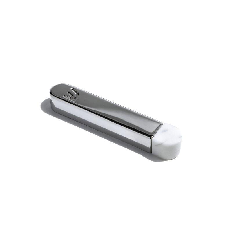 Coluna Mezuzah Small (5"), Marble & Silver