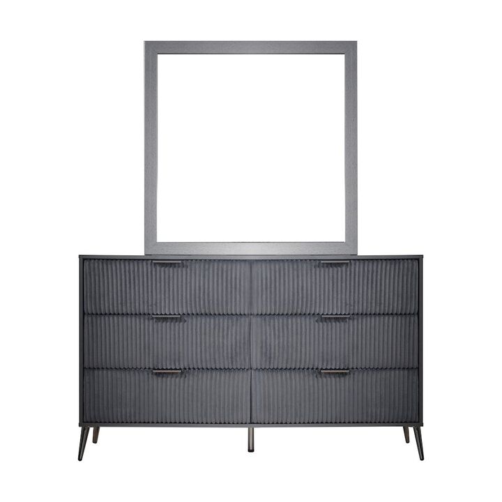 New Classic Furniture Kailani Wood 6-Drawer Dresser with Mirror, Gray