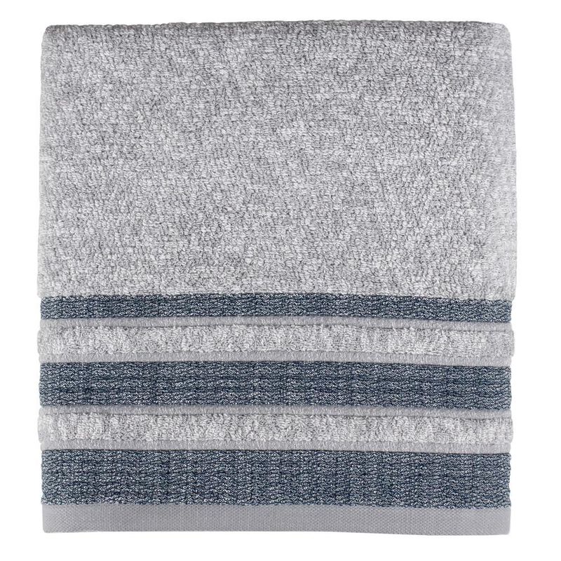 Saturday Knight Ltd Cubes Stripe High Quality Stylish Easily Fit Bath Towel With 5" Band Hem - 27x50", Navy