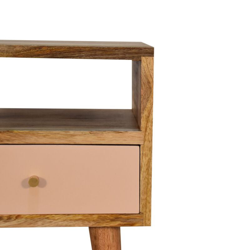 Mini Blush Hand Painted   Solid Wood 1 Drawer NightStand