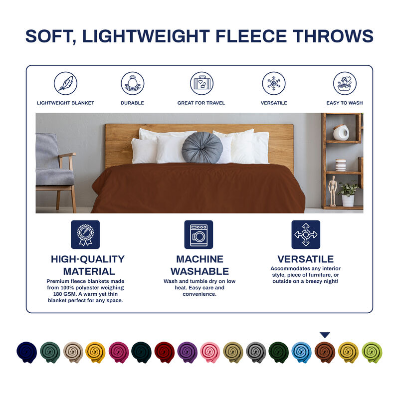 Versatile 50 x 60 Cozy Premium Fleece Throw Blanket - 12 Pack