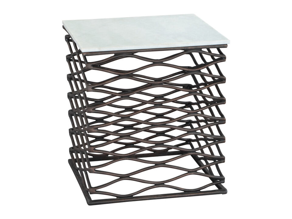Duke Side Table White & Antique Bronze
