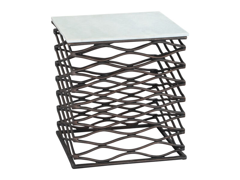 Duke Side Table White & Antique Bronze
