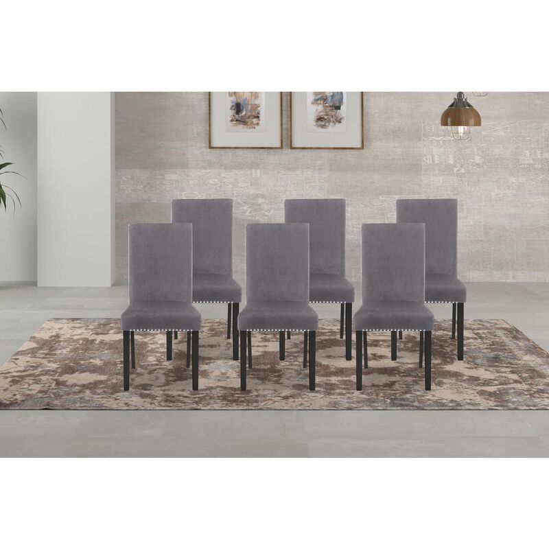 New Classic Furniture Celeste Gray Wood Upholstered Dining Chair (Set of 6)