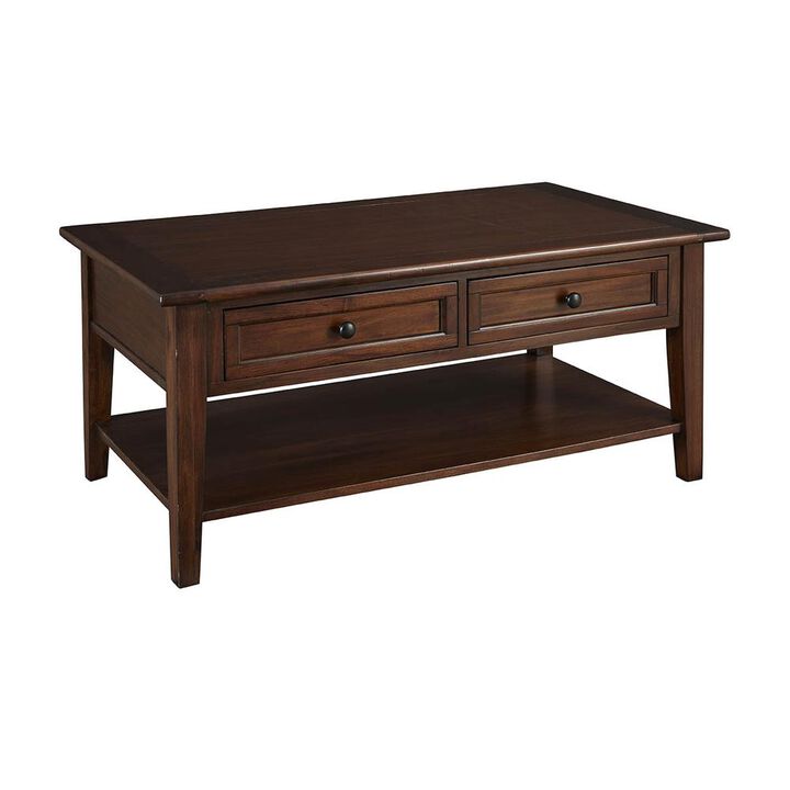 Belen Kox Cherry Brown 2 Drawer Cocktail Table, Belen Kox
