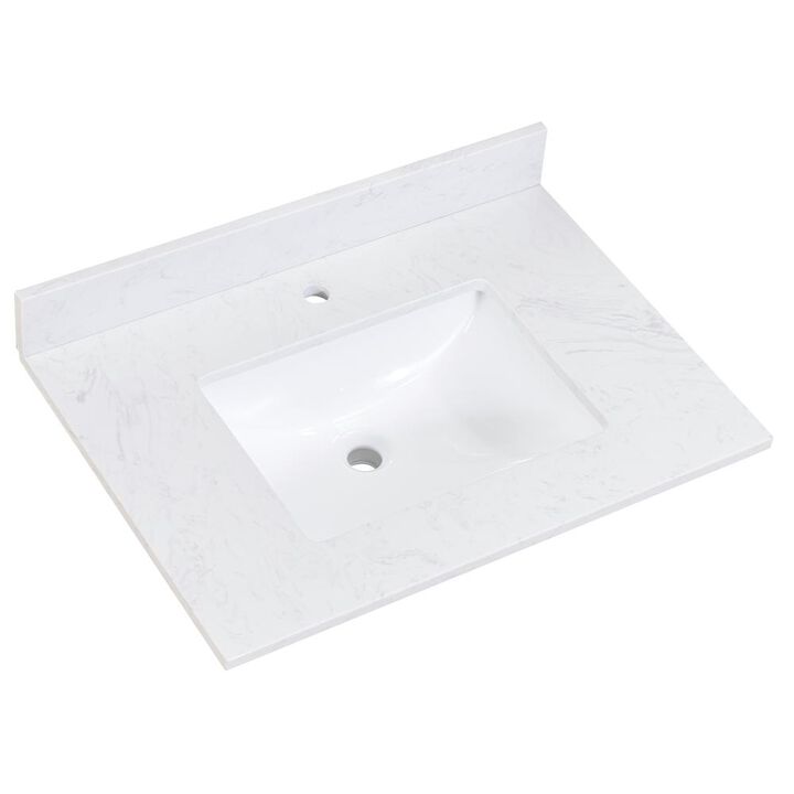 Altair 31 in. Composite Stone Vanity Top in Aosta White with White Sink
