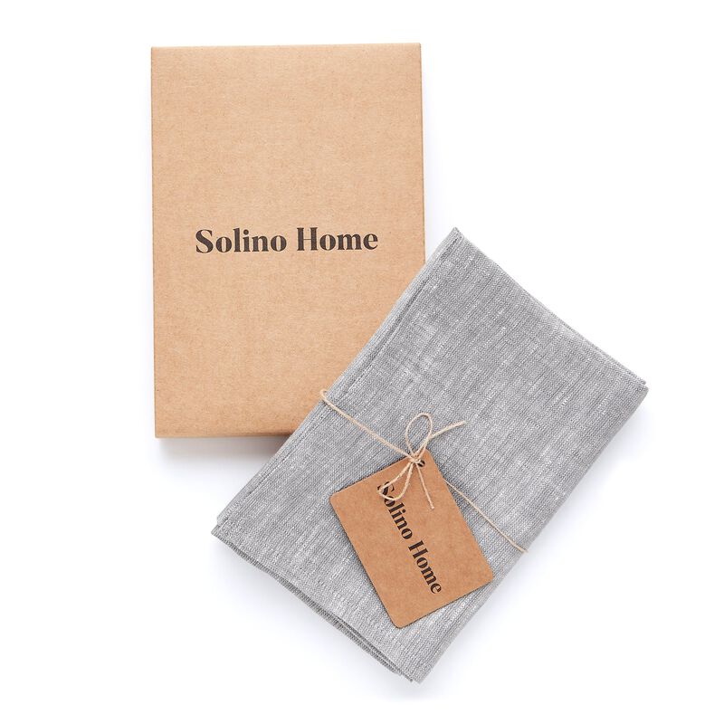 Solino Home 100% Pure Linen Kitchen Towels Set of 2 - 17 x 26 Inch | Athena