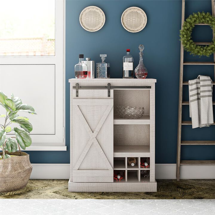 Ameriwood Home Knox County Bar Cabinet, Rustic White