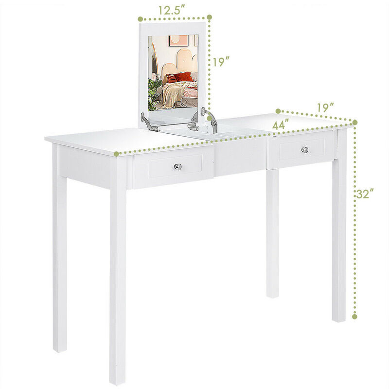 Modern Vanity Dressing Table with 1 Flip Top Mirror and 2 Drawers