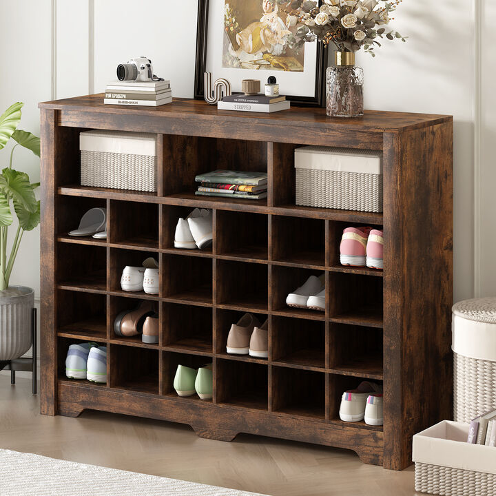 Merax Sleek Design Cubby Console Shoe Cabinet