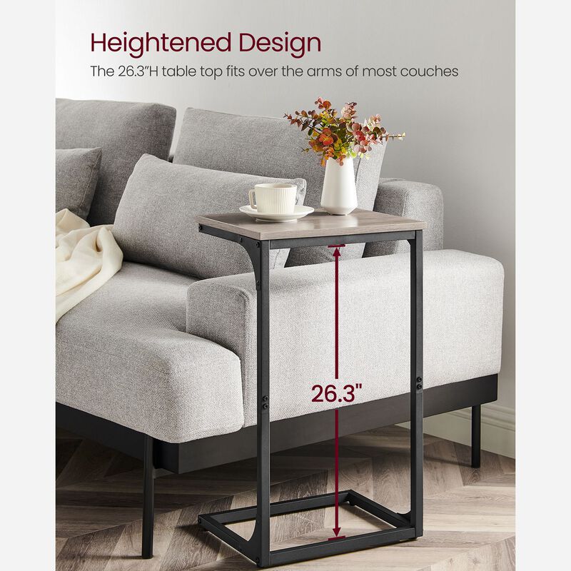 Sofa Side Table with C-Shaped Metal Frame Design