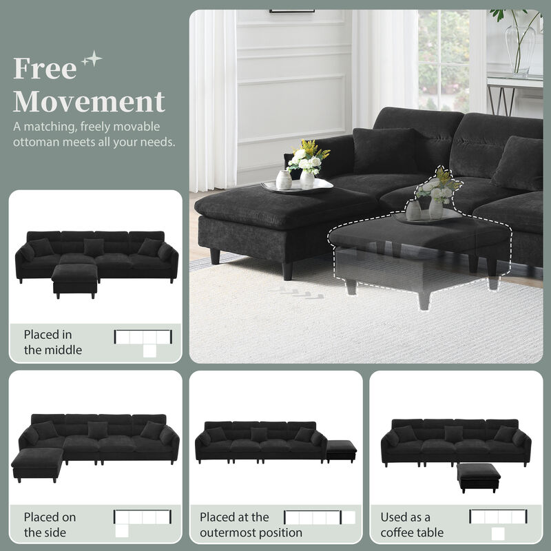 Merax Modern 5 Seats Convertible Sectional Chenille Sofa