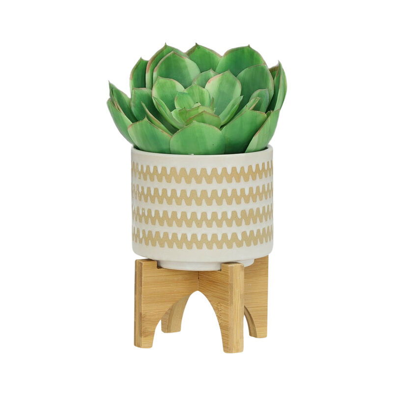Zig-zag Planter with Stand, White Set