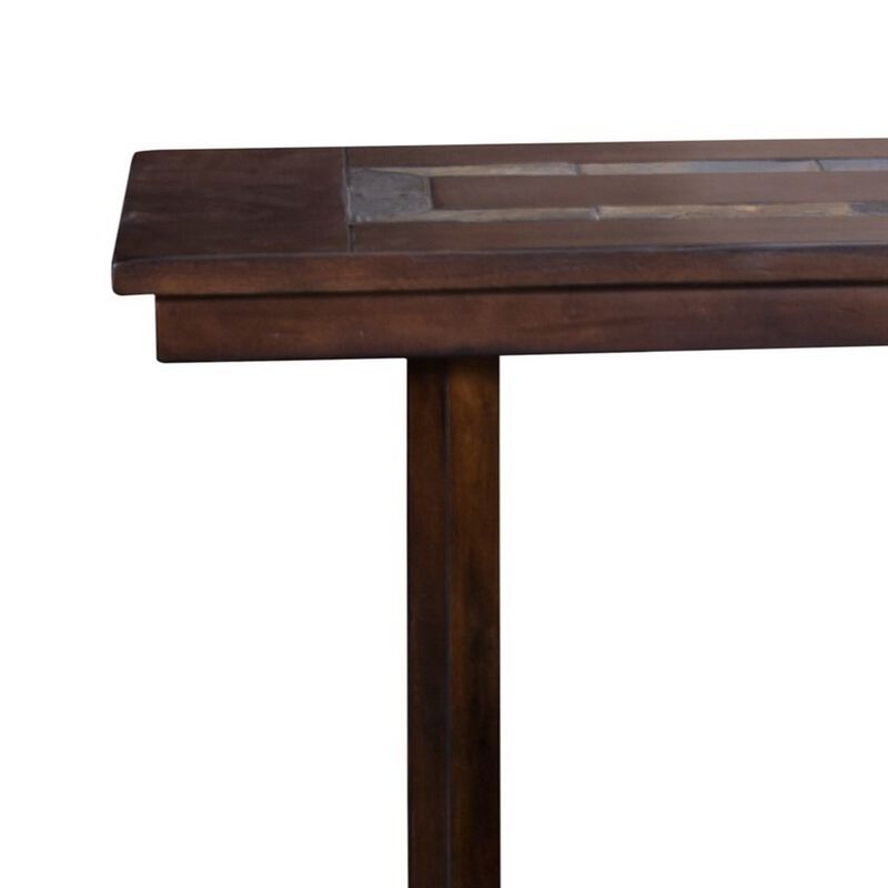 Odel Sofa Table, 1 Shelf, Dark Brown Mahogany, Rectangular 49 Inch - Benzara