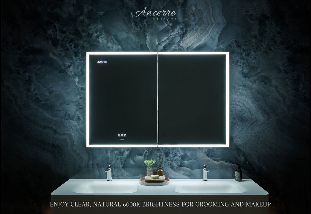 Pagani 48 in. x 32 in. LED Mirror Cabinet with Defogger, Dimmer, Magnifier & USB outlet
