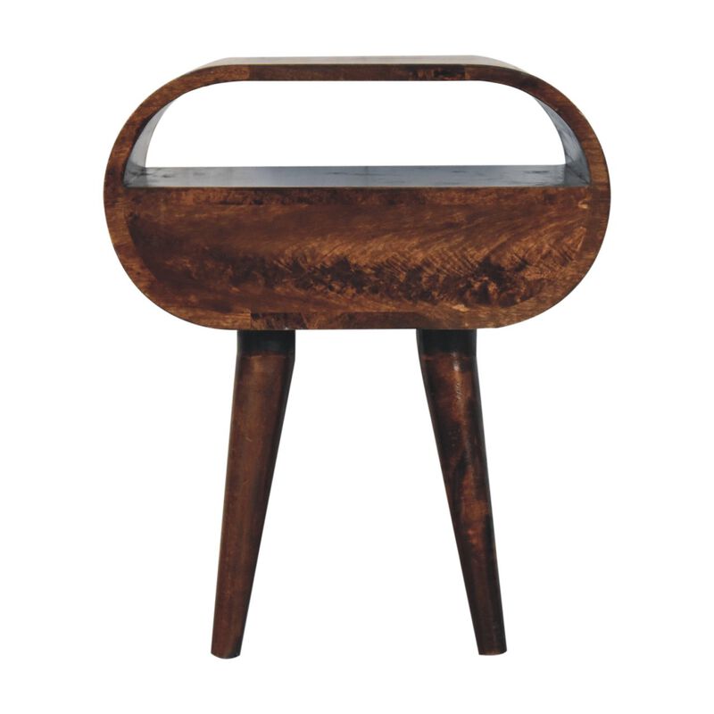 Artisan Furniture Solid Wood California Walnut Circular Bedside with Open Slot