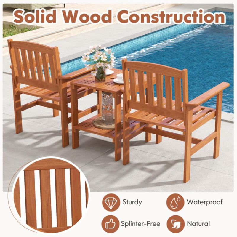Hivvago 3 Piece Patio Bistro Table and Chairs Set with Umbrella Hole