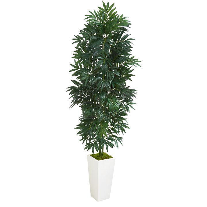 Hivvago 5' Bamboo Palm Artificial Plant in White Planter