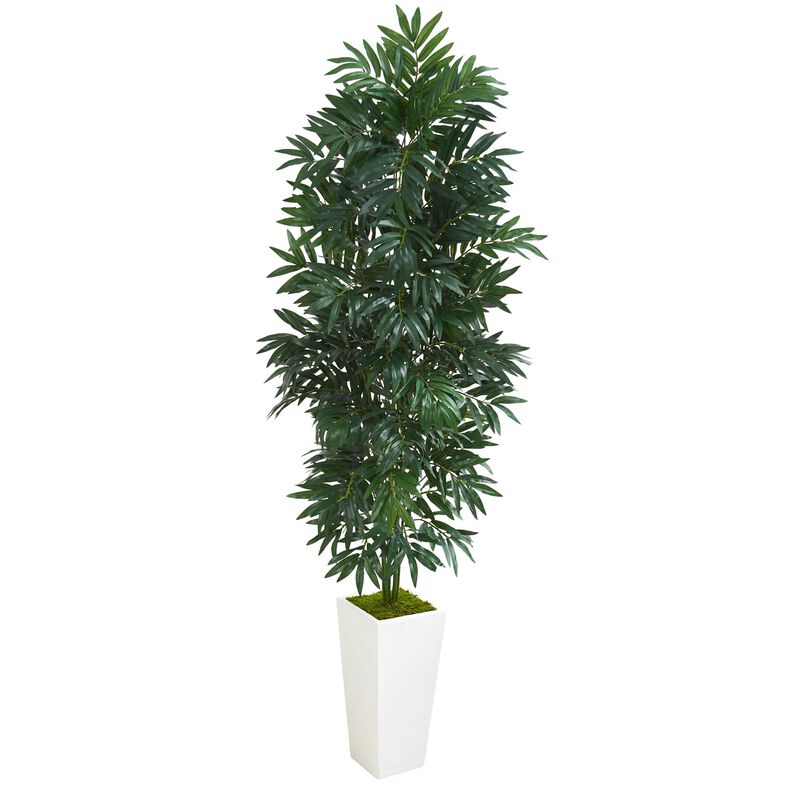 Hivvago 5' Bamboo Palm Artificial Plant in White Planter