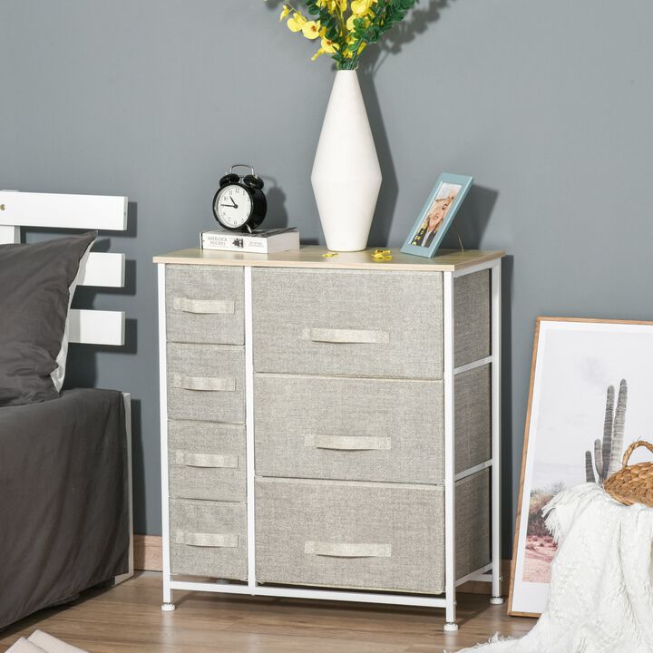Gray Bedroom Organizer: 7-Drawer Fabric Dresser with Metal Frame