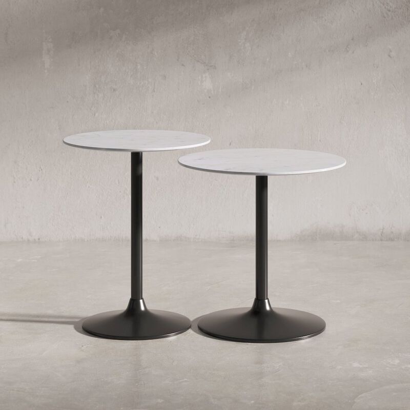 Jofran Camille Solid Marble and Iron Modern Luxury Accent Tables (Set of 2)