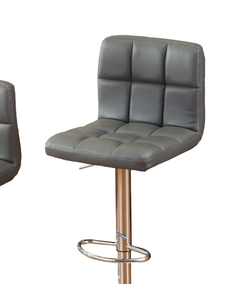 Faux Leather Adjustable Hydraulic Bar Stool, Set of 2, Gray