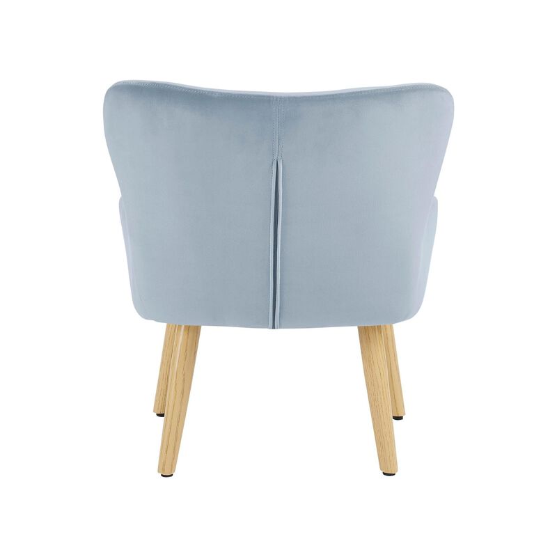 Astrid Kids Upholstered Accent Chair with Pine Legs, Ice Blue Velvet