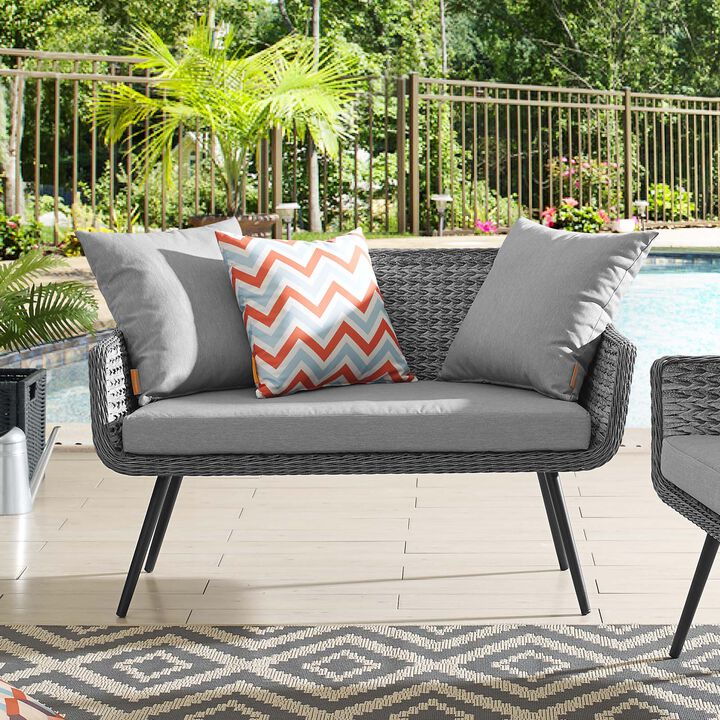Modway - Endeavor Outdoor Patio Wicker Rattan Loveseat Gray