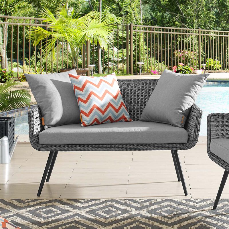Modway - Endeavor Outdoor Patio Wicker Rattan Loveseat Gray