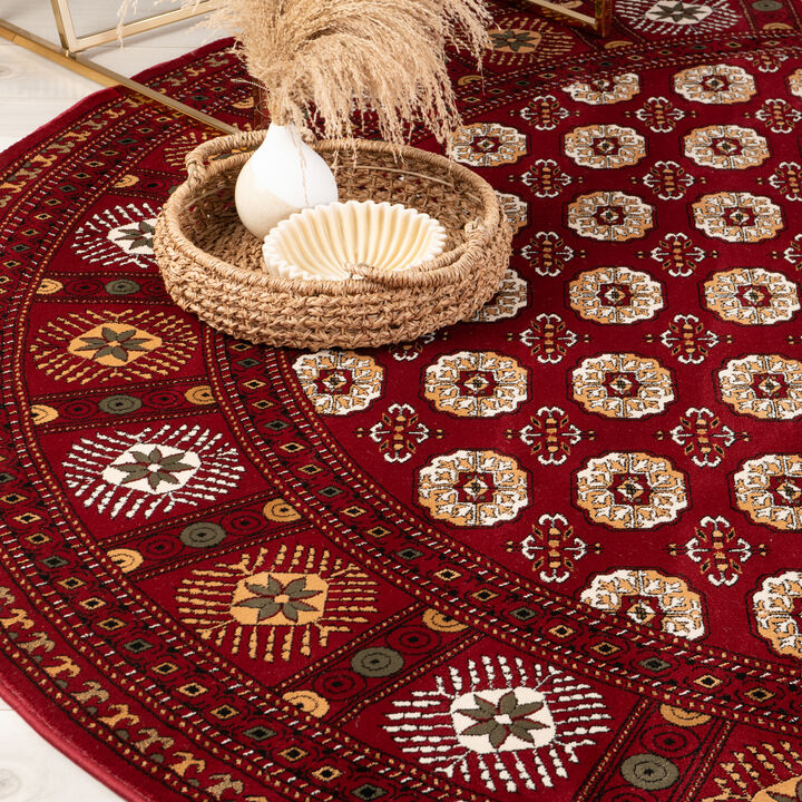 Majestic Traditional Persian Afghan Chobi Red Beige Indoor Area Rug