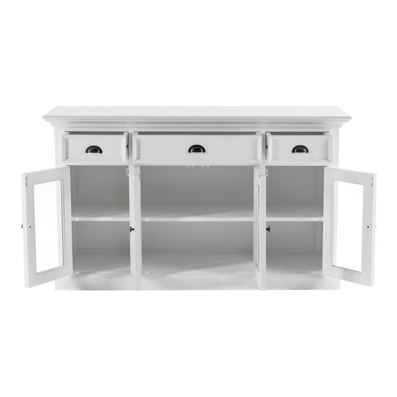 Belen Kox Classic White Buffet with Glass Doors and Drawers, Belen Kox