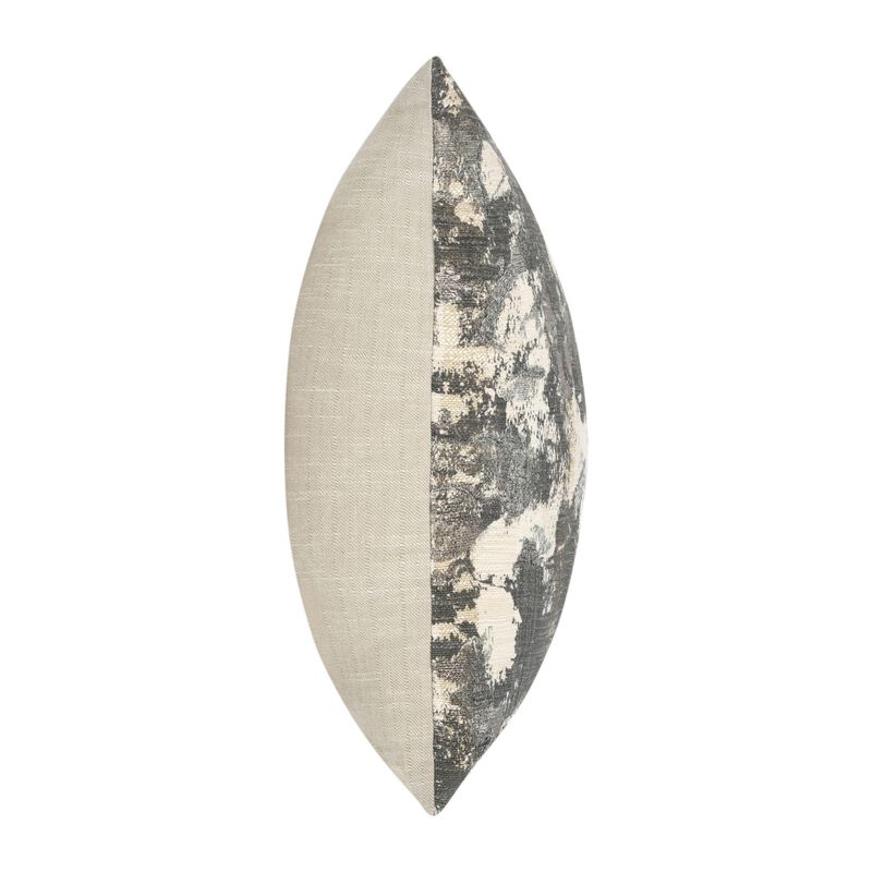 Throw Pillow, Metallic Embroidery, 22 Inch Gray Cotton Polyester - Benzara