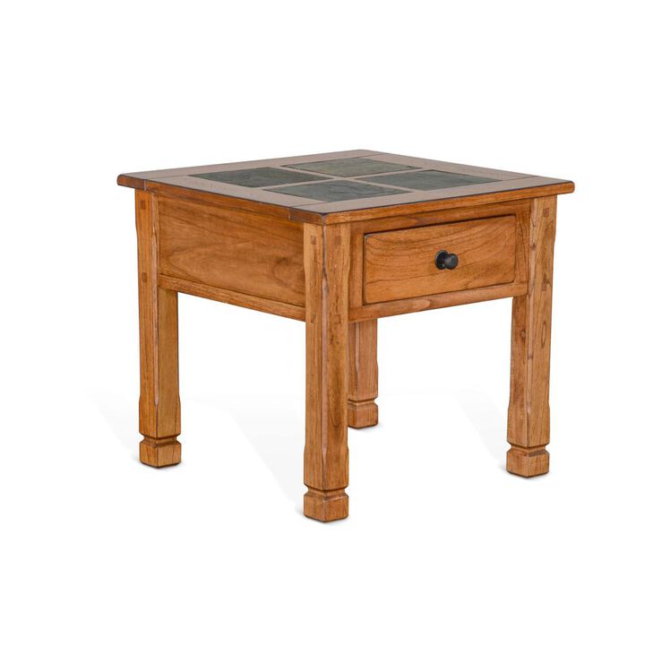Sunny Designs Sedona 26 Transitional Wood End Table in Rustic Oak