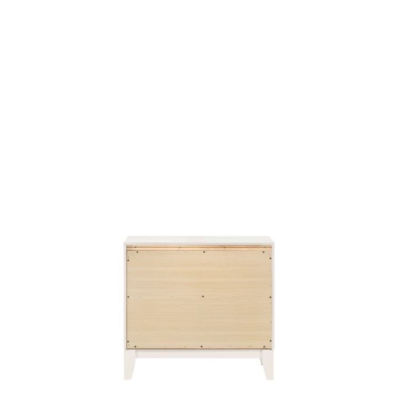 Acme Haiden Wooden Rectangular 2-Drawer Nightstand with Silver Trim in White