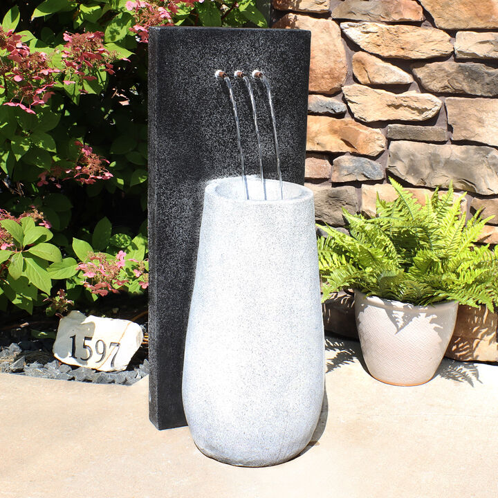 Sunnydaze Three Stream Monterno Water Fountain with LED Lights - 35 in