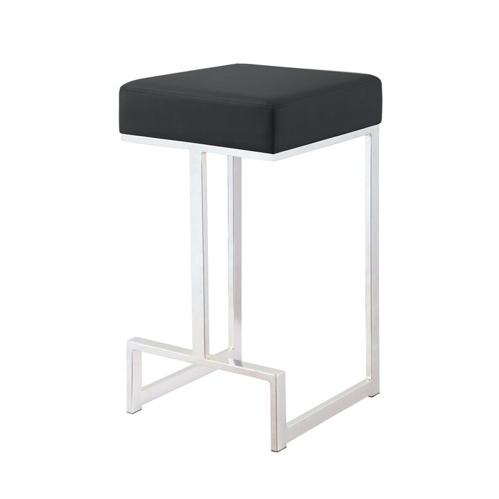 Metal Counter Height Stool, Black-Benzara