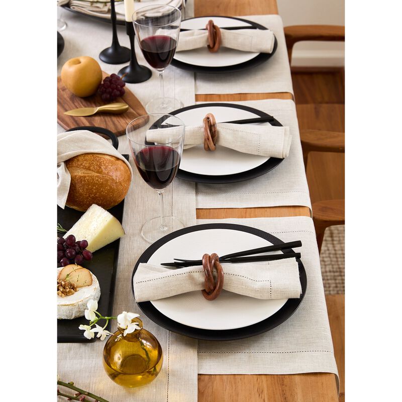 Solino Home 100% Pure Linen Placemats Set of 6 - 14 x 19 Inch | Classic Hemstitch