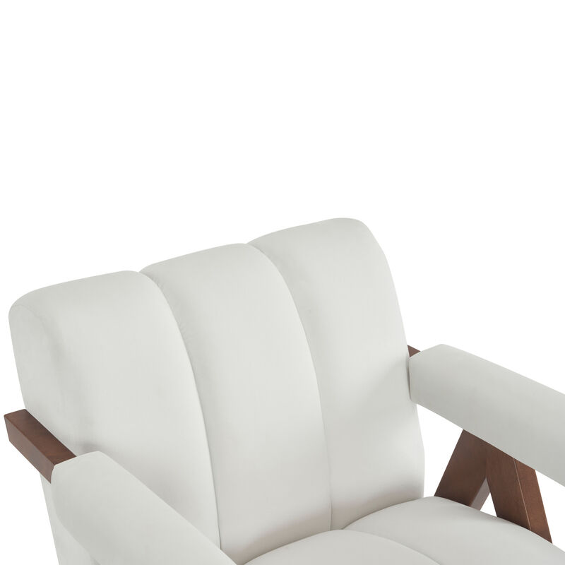 Merax Mid Century Modern Accent Chair with Solid Wood Frame